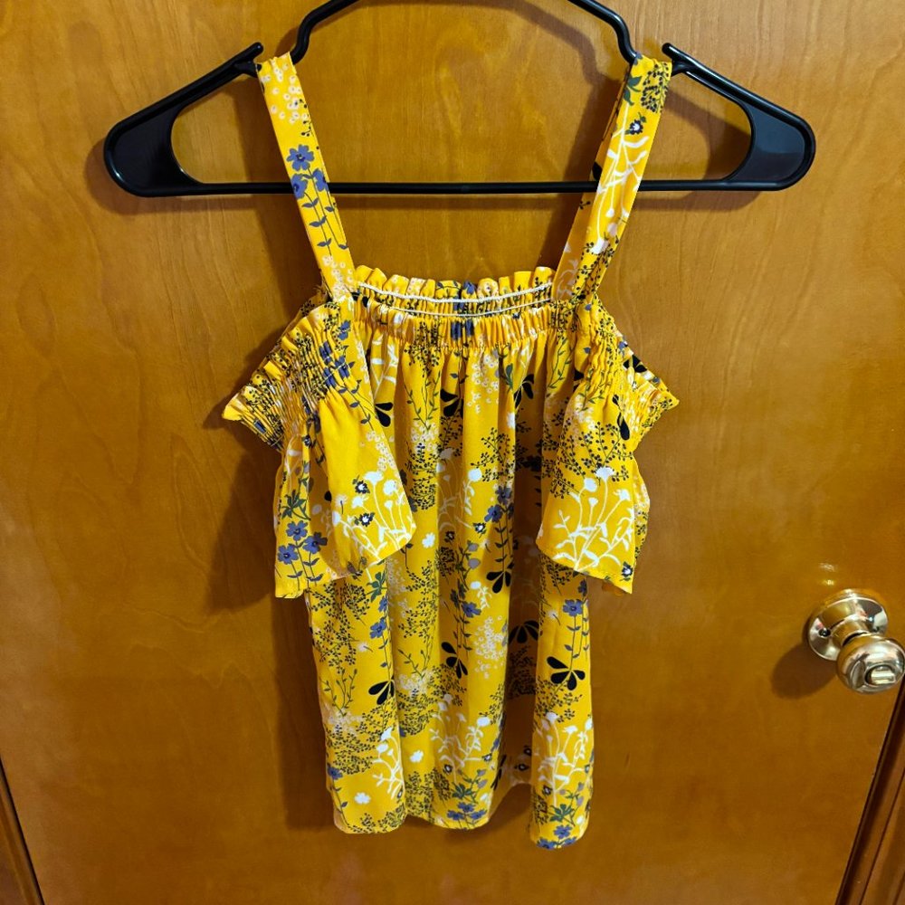 Sienna Sky Off the shoulder yellow flower blouse XS - Picture 9 of 13